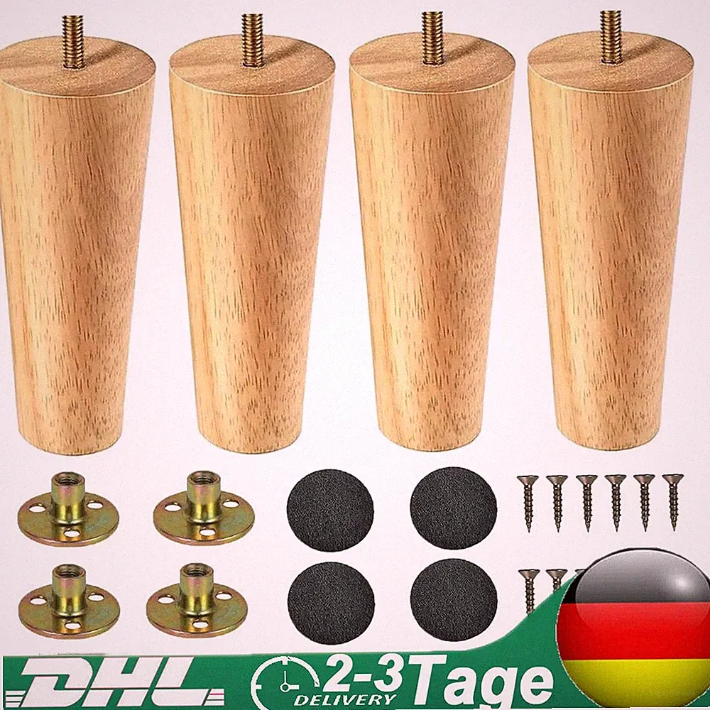 Möbelfüße Holz Tischbeine 4 Stück Konisch Möbelbeine Ersatz 15cm Sofafüße Möbel