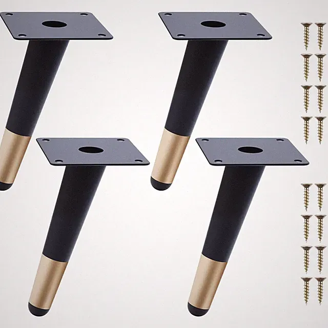 Möbelfüße Metall 4 Stück Kegel Tischschrank Beine 15cm schwarz Gold DIY