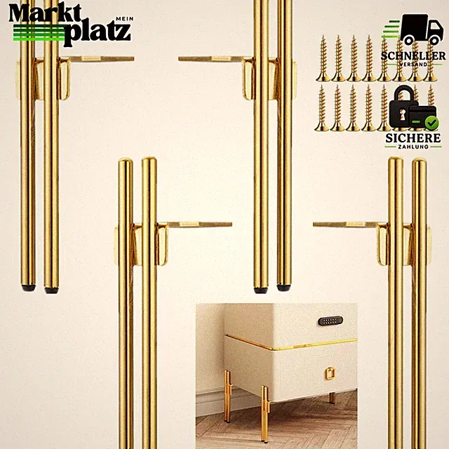 Möbelfüße Metall Gold 15cm 4pcs Schrankfüße Sofa Füße Tischbeine Anti-Rutsch