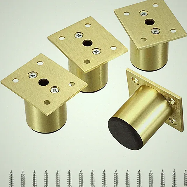 Möbelfüße Möbelbeine 5cm gold rund Edelstahl Schrauben Sofa Tisch Schrank