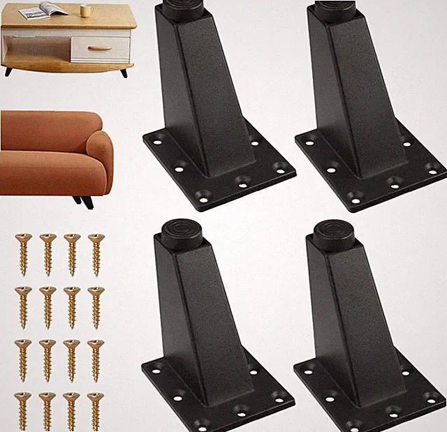 Möbelfüße Schwarz 4 Stück verstellbar aus Aluminium für Schrank Couch Betten