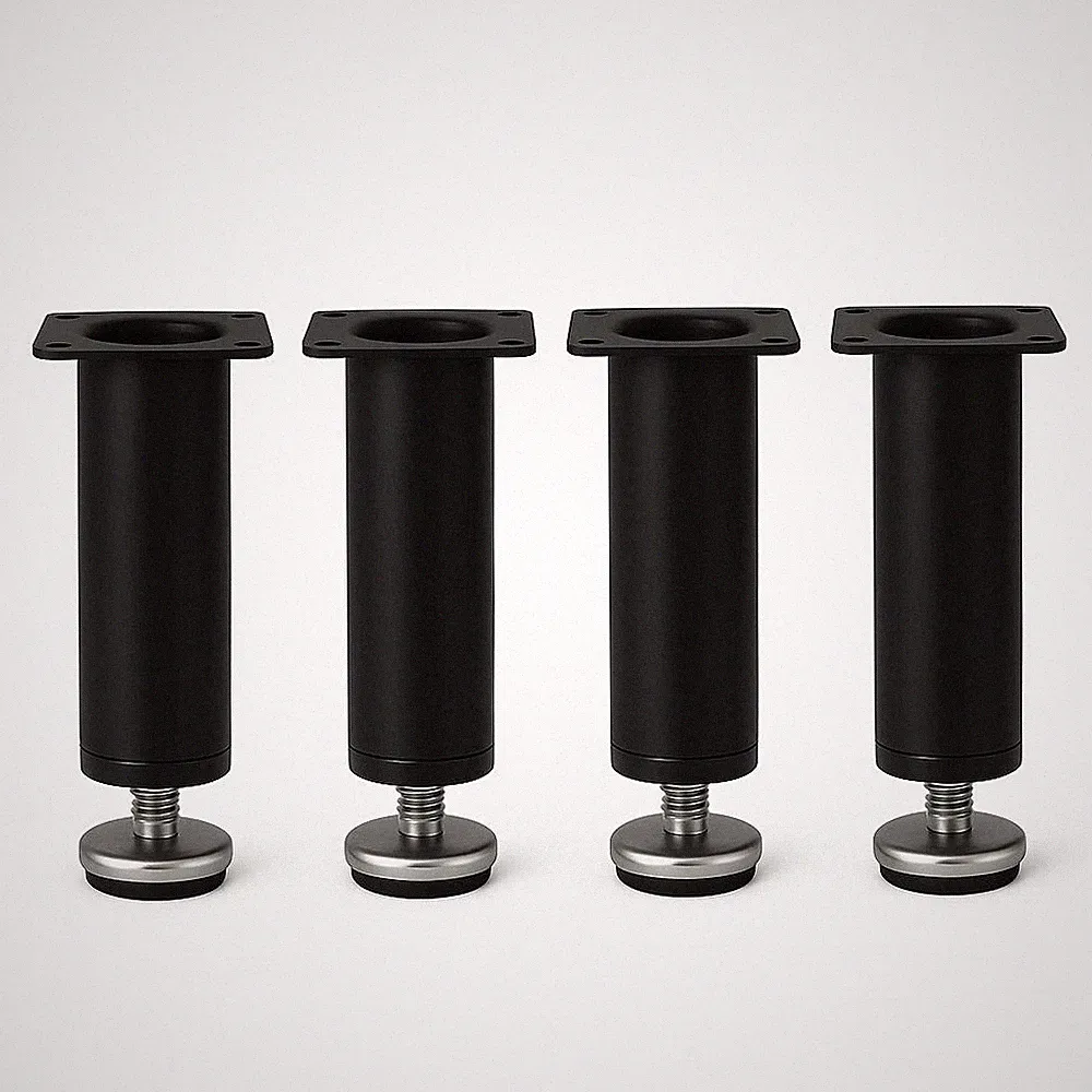 Möbelfüße Schwarz Matt 4er Set – Edelstahl höhenverstellbar Möbelbeine 80–200 mm