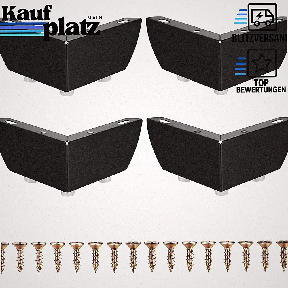 Möbelfüße Schwarz Metall 55mm für Schrank Sofa Tisch TV-Schränke Nachttisch 4