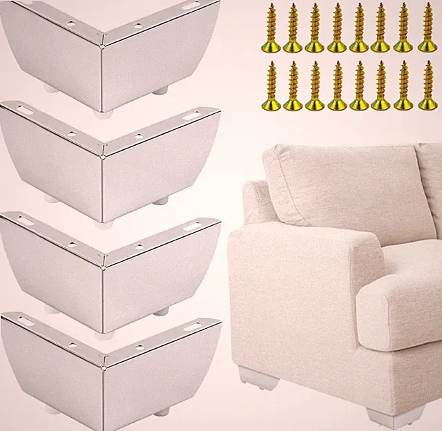 Möbelfüße Set 4 Stück Metall Silber 55mm für Sofa Tisch Schrank Bett Stuhl