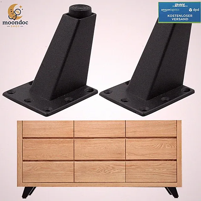 Möbelfüße Sockelfuß Höheneinstellbar 8cm Sandy Schwarz 4 Stück für Sofa Schrank