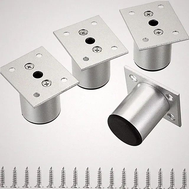 Möbelfüße Stahl Silber 5cm 4 Stück Möbelbeine Sofa Tisch Schrank