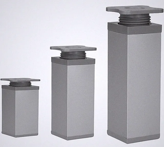 Möbelfüße Stellfuß höhenverstellbar Kommodenfuß Schrankfüße 40x40mm Silber