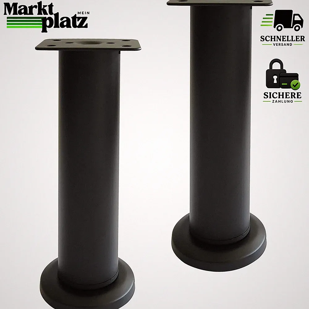 Möbelfüße Verstellbar 18-30 cm Schwarz Kaltgewalzter Stahl für Möbel