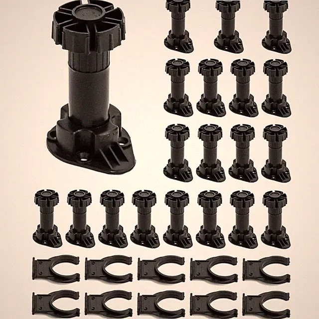 Möbelfüße verstellbar 20 Stück Küchenstützen Adapter mit Clips Schwarz