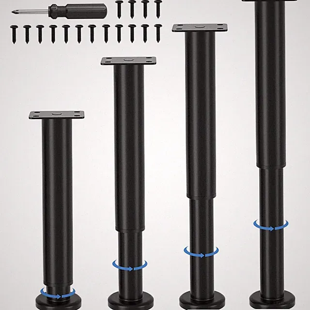 Möbelfüße verstellbar 25-43cm Möbelbeine Metall Schwarz Schrank Sofa Bett