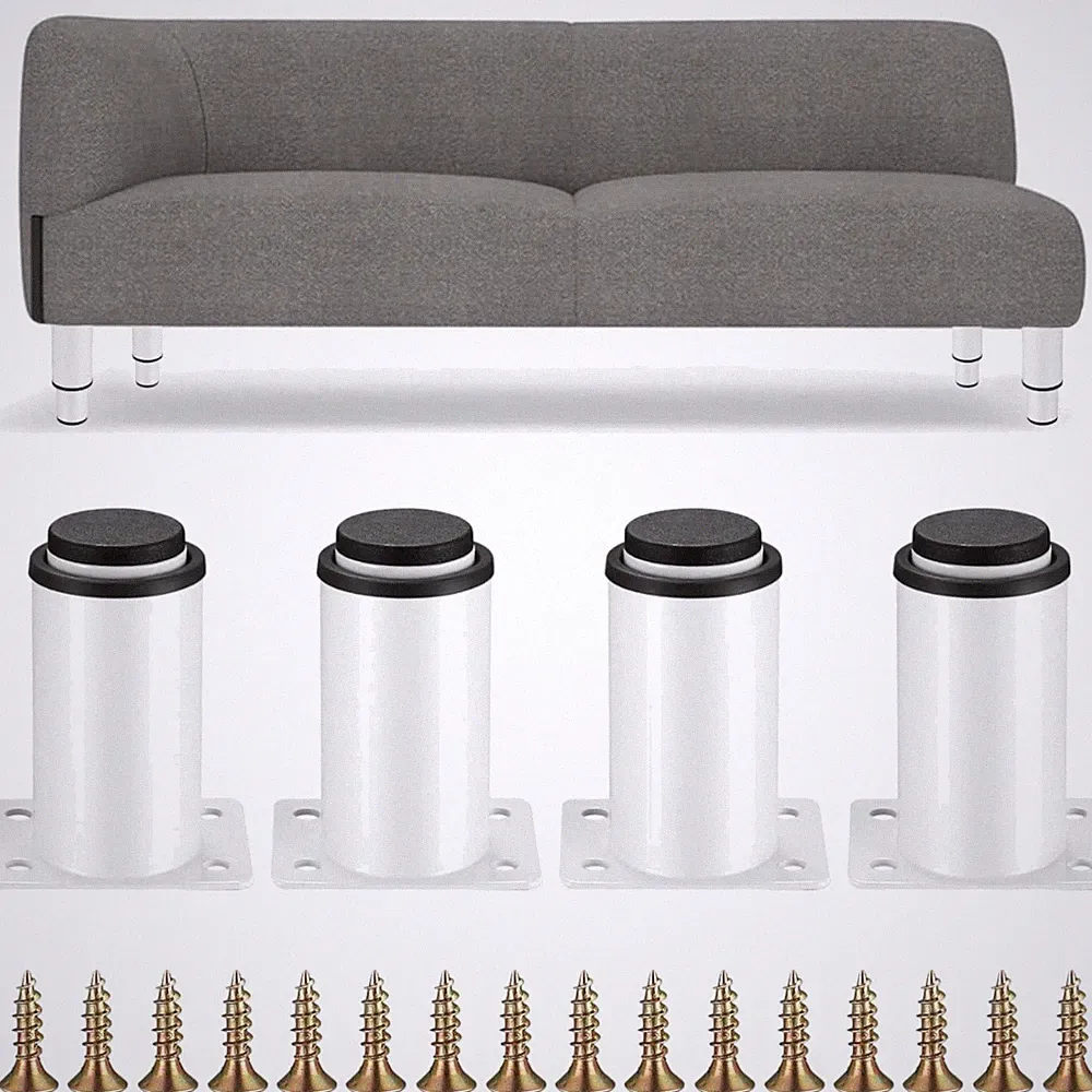 Möbelfüße verstellbar 4 Stück Metall Weiß Höhen 0-40mm Möbelbein Schrank Sofa