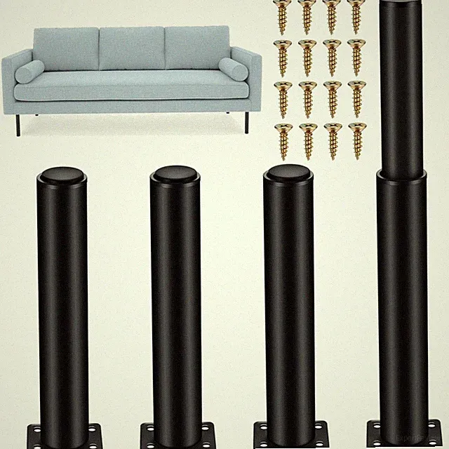 Möbelfüße Verstellbar Metall Schwarz Einstellbare Höhe 25-42cm für Möbel