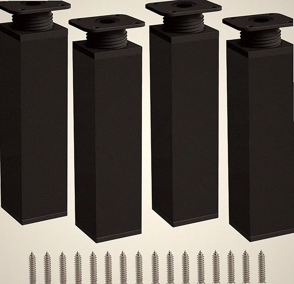 Möbelfüße Verstellbar Schwarz 4 Stück, Füße für Möbel Klein Tischbeine 20cm Höhe