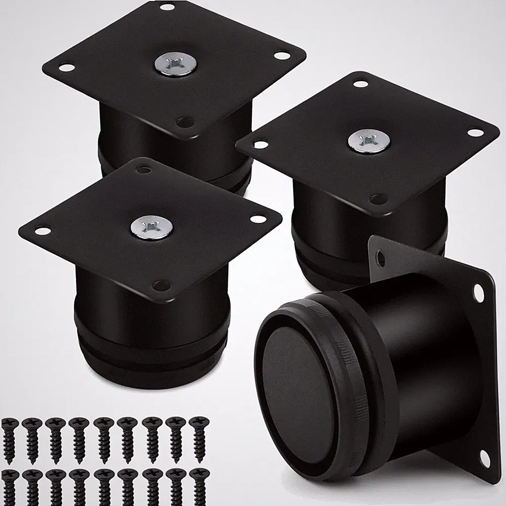 Möbelfüße verstellbar Schwarz 50mm 4er Set Edelstahl Möbelbein Tischbein