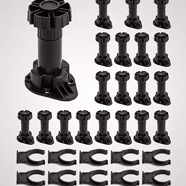 Möbelfüße verstellbar Schwarz Küchenfüße 20 Stück, Tragkraft 80kg, inkl. Clips