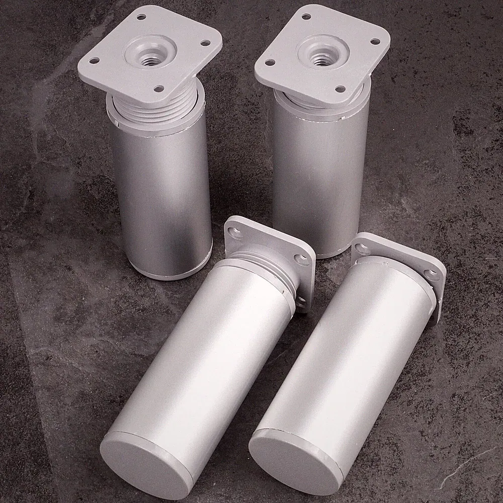 Möbelfuß 4er SET Möbelfüße Ø40mm ALU 60-180 mm Sockelfuß Chrom-Optik Fuß Schrank