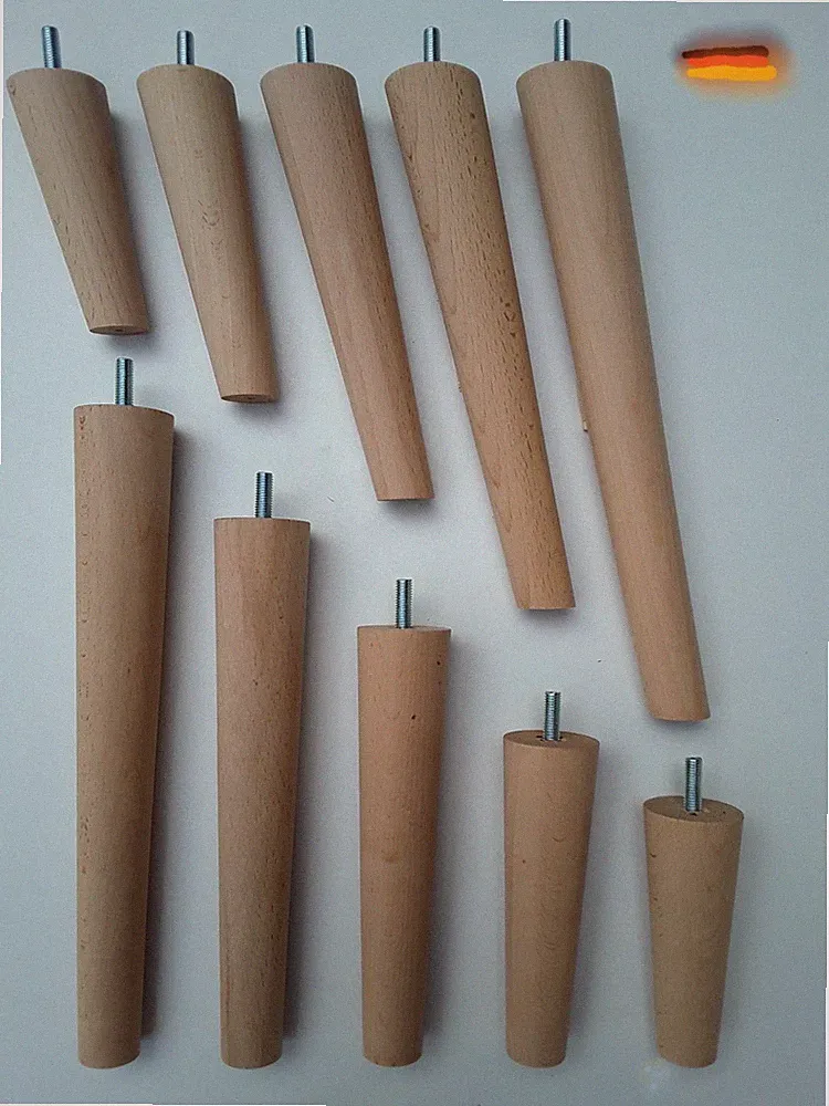 Möbelfuß Tischbein Möbelfüße Holzfüße Sofa Tischfüße Buche, Eiche 12-75cm Länge