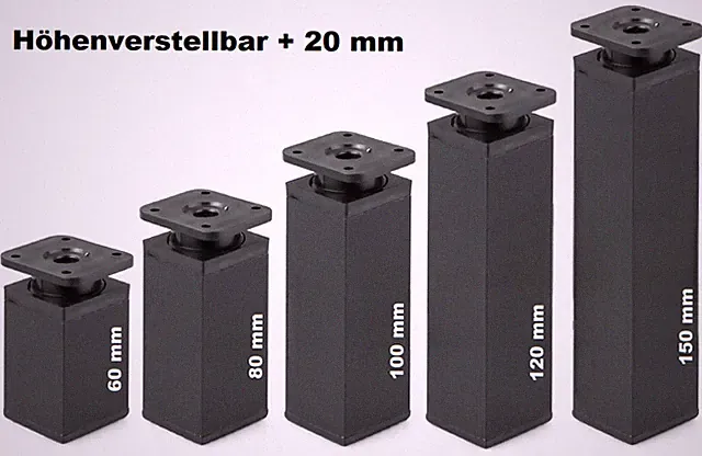Möbelfuße verstellbar Sofafuß Küchenfuß Bettfüße Bein Schwarz LOFT Stellfuß
