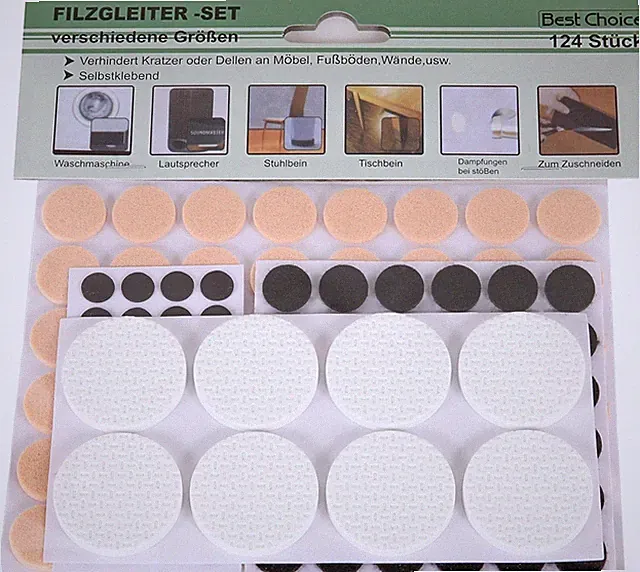 Möbelgleiter 124er Stück Sortiment rund 1-4cm 3 Farben