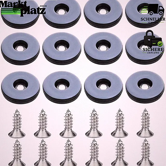 Möbelgleiter Set 32 Stück Ø 22mm Schwarz mit Edelstahlschrauben für Stühle Böden