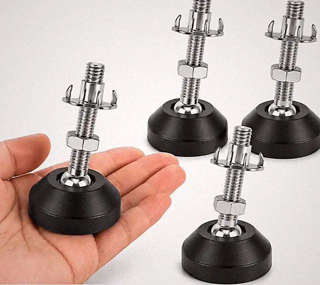 Möbelgleiter verstellbar, 4 Stück, Industriestil, Eisen Nylon, Silberfarben