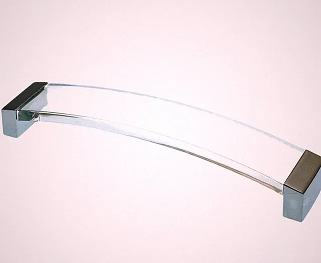 Möbelgriff BA 160mm Design Küchengriff Acrylglas & Chrom glänzend Schrankgriff