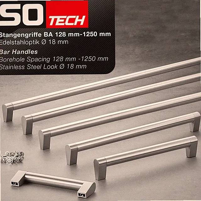 Möbelgriff Schubladengriff Schrankgriff SW161 BA128-1250mm Edelstahloptik SOTECH