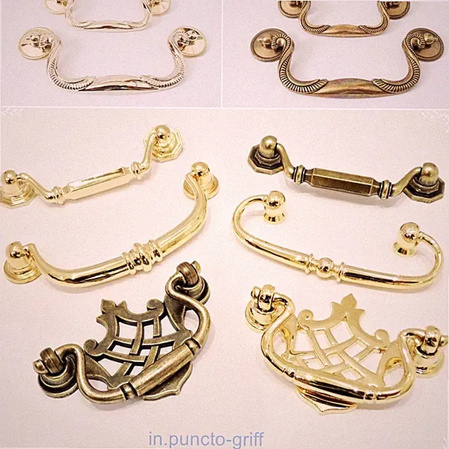 Möbelgriffe Landhausstil Hängegriff Schrank Tür Messing Gold Metall Antik V816