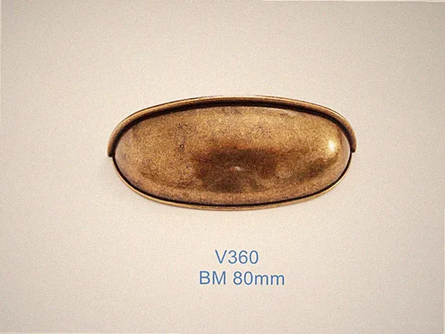 Möbelgriffe Schalengriff Muschelgriff Apotheke Schublade BM 64 80 mm Antik V360