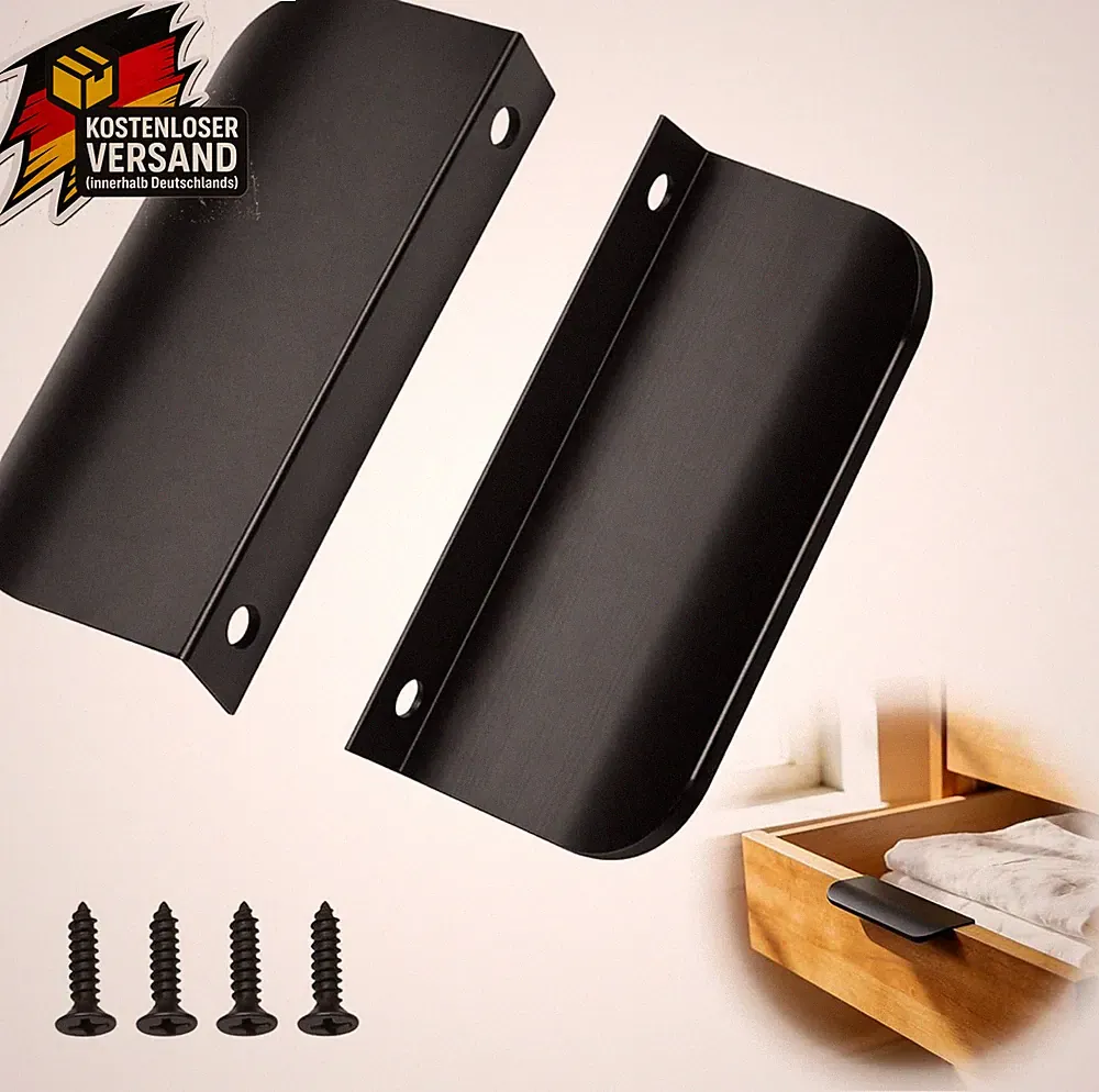 Möbelgriffe Schwarz 80mm Aluminium minimalistisch Küche Bad Schranktürgriff