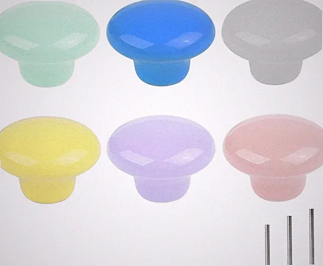 Möbelknöpfe Keramik Rund 32mm 6er Set | Bunte Kinderzimmer Schubladenknöpfe