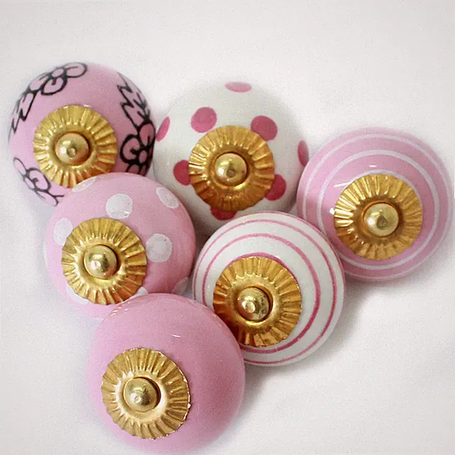 Möbelknöpfe Set 6-8-10 STK Möbelgriffe Rosa Weiß Keramik Knöpfe Möbelknopf RS
