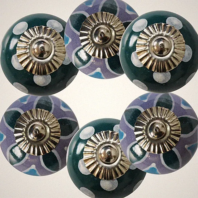 Möbelknöpfe Set 6 STK Möbelgriffe Keramik Knöpfe Griffe Möbelknopf Dunkel Grün