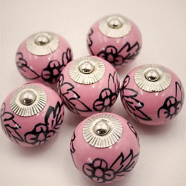 Möbelknöpfe Set 6 STK Möbelgriffe Keramik Möbelknopf Rosa 2.Wahl #