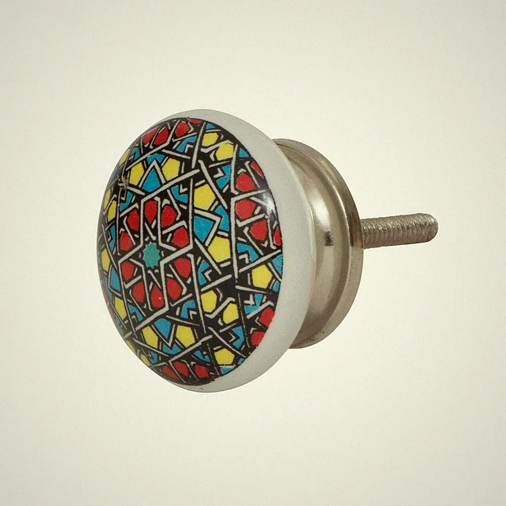 Möbelknopf bedruckt Mosaik bunt Knöpfe Möbelgriffe Knopf Shabby Türgriff