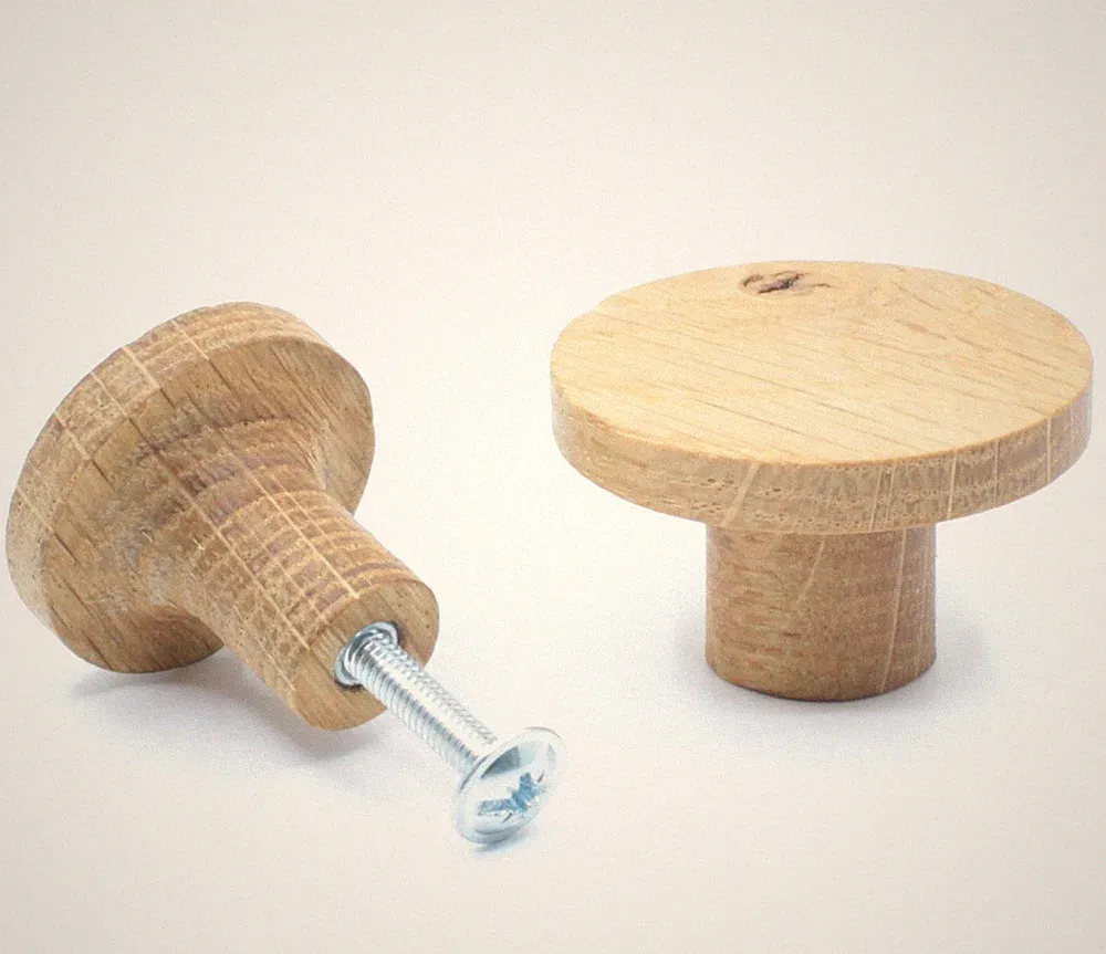Möbelknopf Eiche massiv Holzknopf Ø 30mm, 40mm Schrankknauf Massivholz Möbelgrif