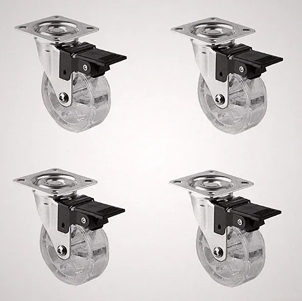 Möbelrolle transparent 50mm Lenkrolle Bremsrolle Laufrollen Möbel Design Satz