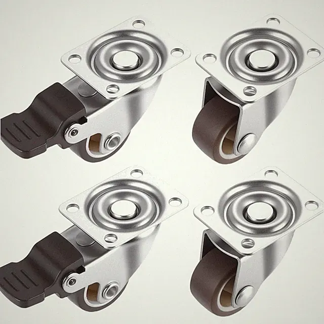 Möbelrollen 25mm Lenkrollen Gummiräder Schwerlast Rollen mit Bremse