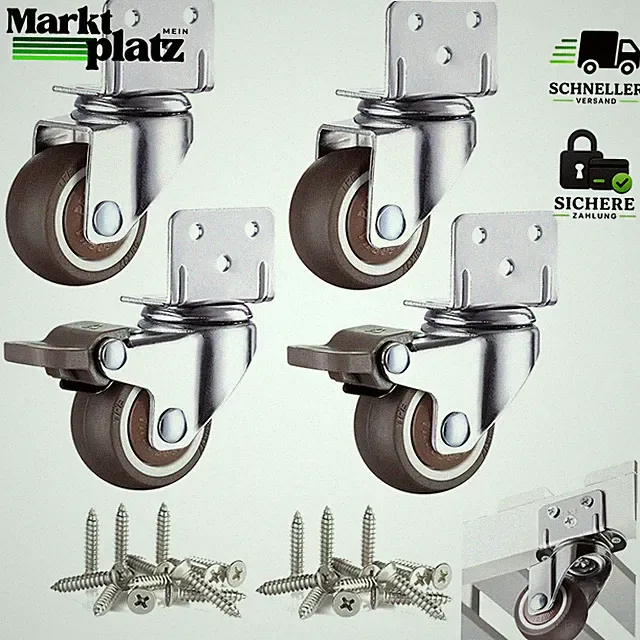 Möbelrollen 25mm Schwerlastrollen 120kg Tragfähigkeit mit Bremse für Tisch