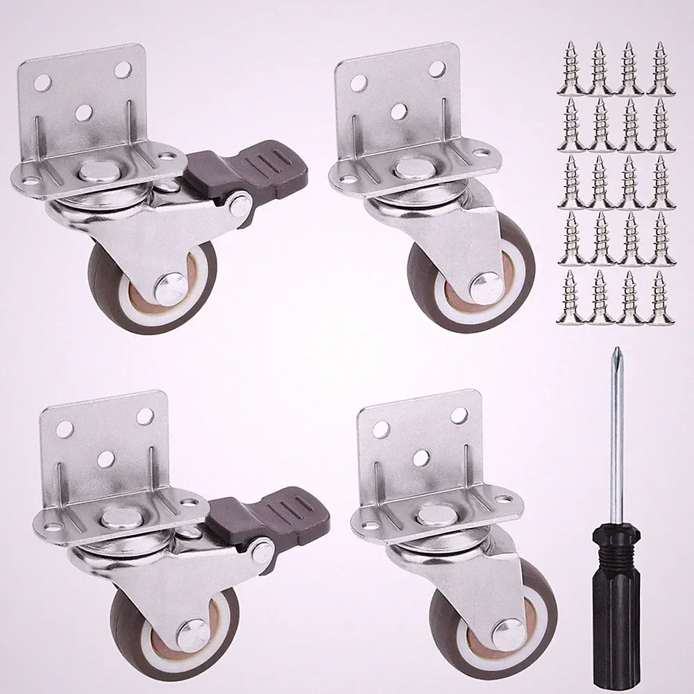 Möbelrollen 32mm 4er Set Lenkrollen TPE Gummiräder bis 80kg für Beistellmöbel