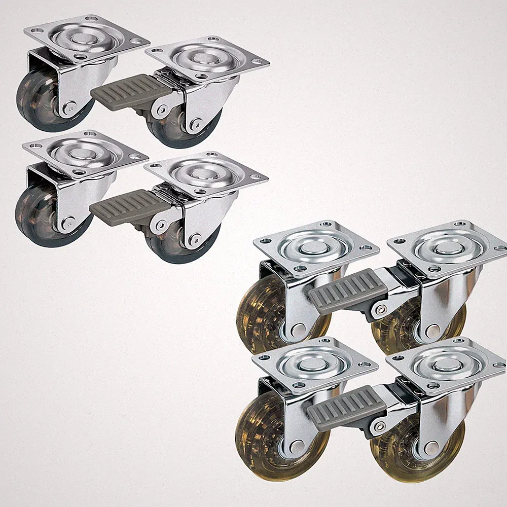 Möbelrollen-4-rer Set Transparent & Braun 35mm / 50mm Lenkrollen Transportrollen