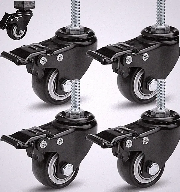 Möbelrollen 4 Stück mit Bremse 4cm Schwerlast Rollen 360° Drehbar Schwarz