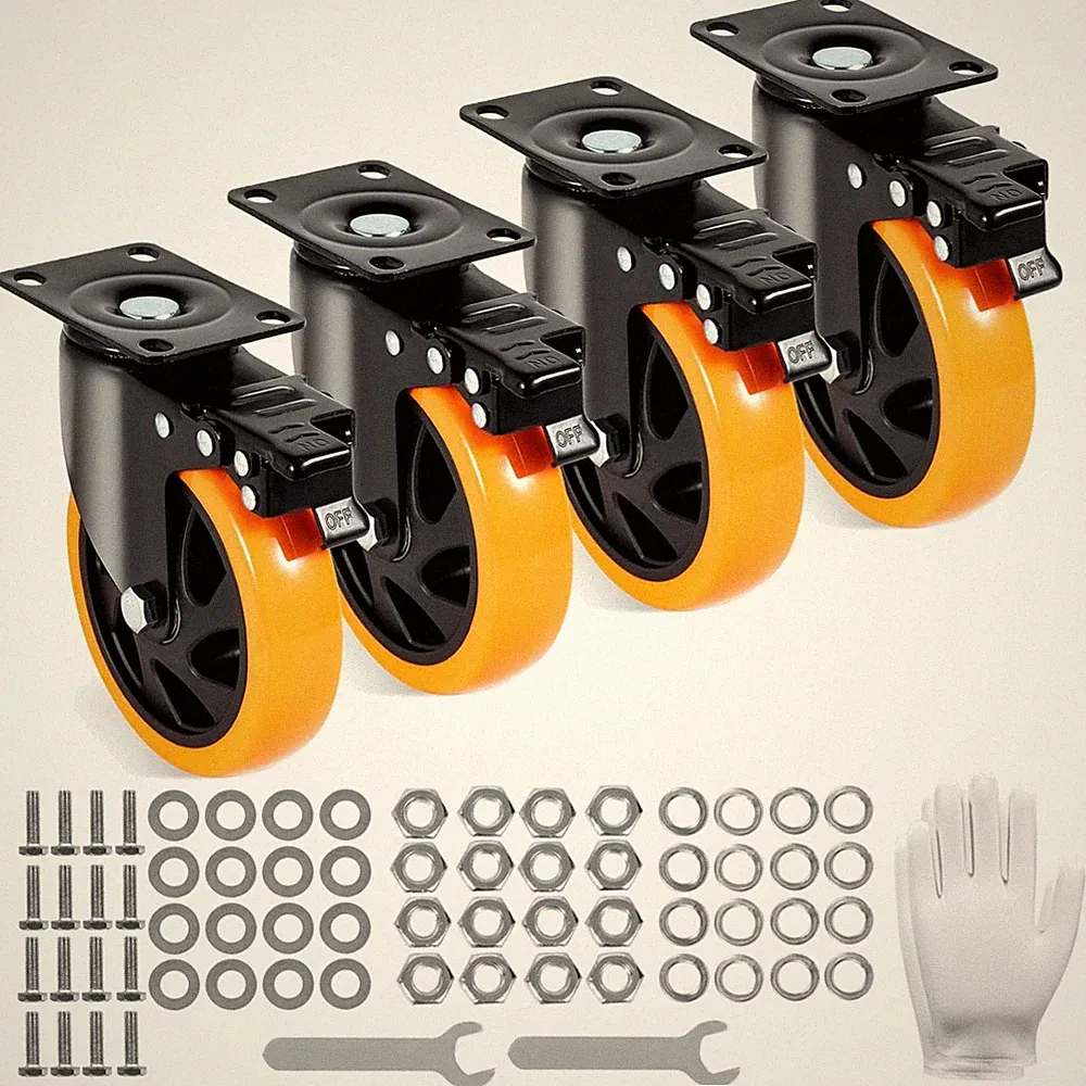 Möbelrollen 4er-Set Lenkrollen Tragkraft 816kg PVC 127mm Drehbar Schwerlast