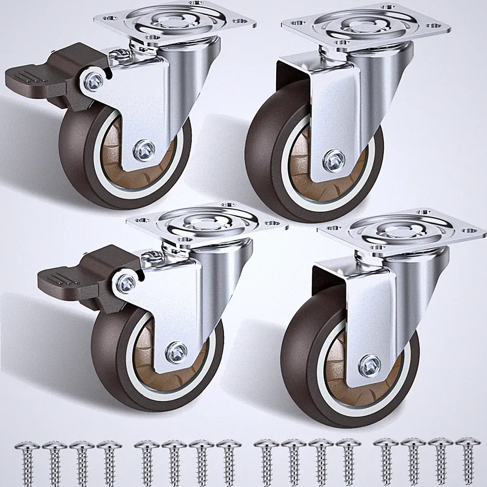 Möbelrollen 50 mm Kleines Set mit Bremsen für Möbel bis 120 kg