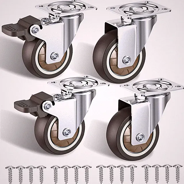 Möbelrollen 50mm Gummi Rollen 4er Set Lenkrollen mit Bremsen bis 120kg