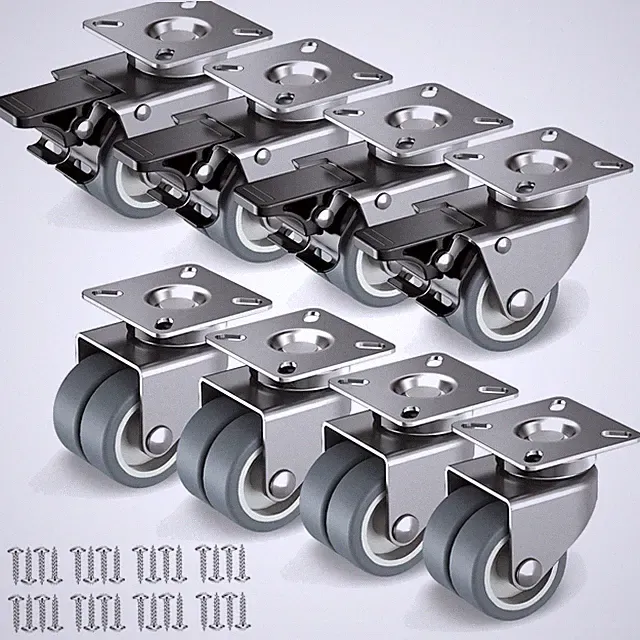 Möbelrollen 50mm Schwerlastrollen 8er Set mit Bremse - Tragkraft 800kg Strand...