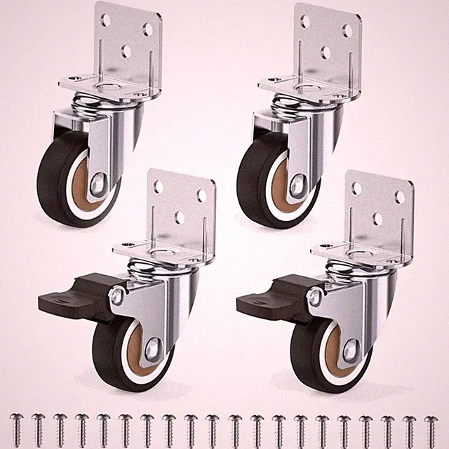 Möbelrollen Castors 32mm L Montageplatte mit Bremsen Rollbremse Möbelrollen