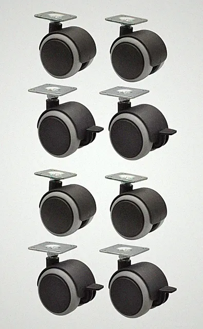 Möbelrollen Doppelrollen Softlauffläche 8tlg. Set Ø 40 mm Tragkraft 30 kg