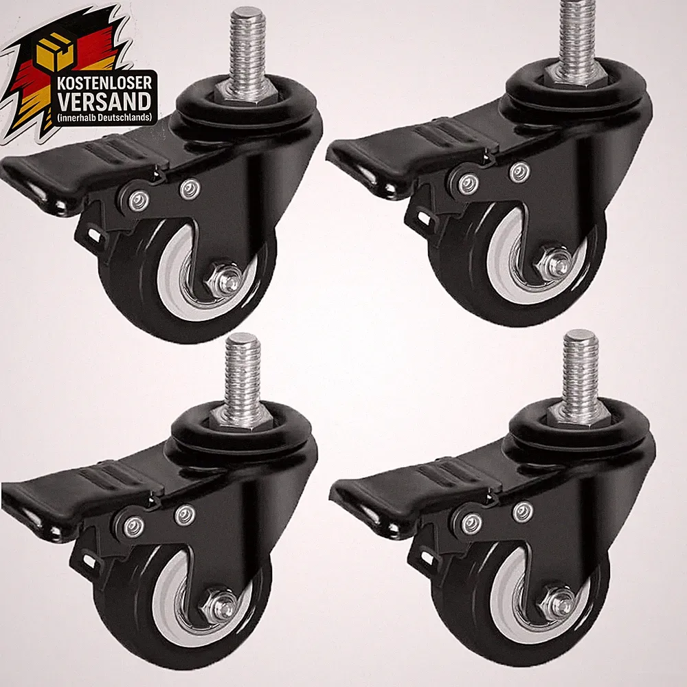 Möbelrollen mit Bremse 50 mm Schwerlastrollen für Geräte Möbel schwarz 4er Set