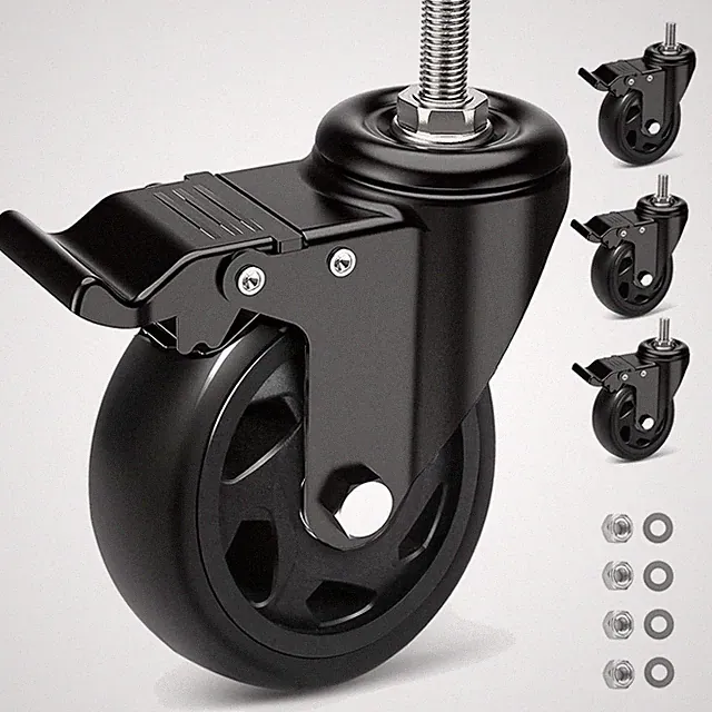 Möbelrollen Schwerlast Rollen mit Bremse 100mm M10 Stahl Leise